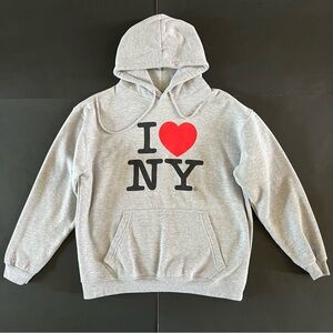 I Love New York NY Men's Small Gray Red Heart Sweatshirt Hoodie